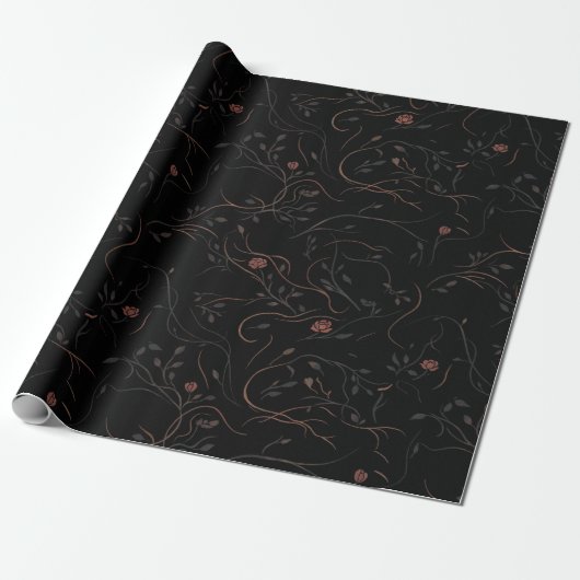 Botanische lijnkunst inpakpapier (Uitgerold)