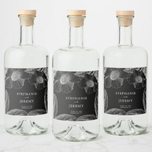 botanische lijnkunst likeurfles etiket