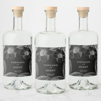  botanische lijnkunst likeurfles etiket