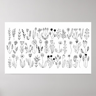 Botanische lijnkunst poster
