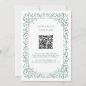 Botanische Lijnkunst | Saliegroen QR-code Trouwen Kaart (Achterkant)