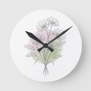 Botanische lijnkunst Varens Wilde bloem Blozend gr Ronde Klok