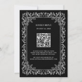 Botanische Lijnkunstlijst | Zwarte QR-code Trouw Kaart (Achterkant)