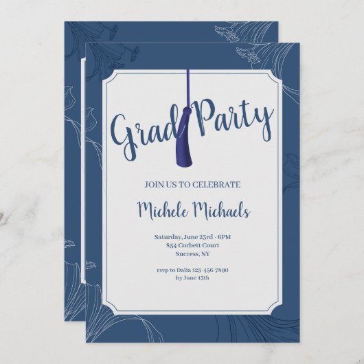 Botanische Lijst Afstuderen Invitation Kaart (Voorkant / Achterkant)