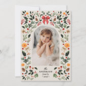  Botanische Lijst Boog Foto Kerst Feestdagenkaart (Voorkant)