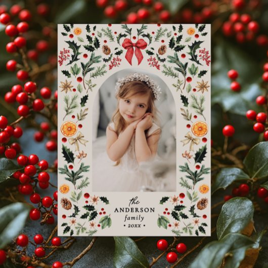  Botanische Lijst Boog Foto Kerst Feestdagenkaart