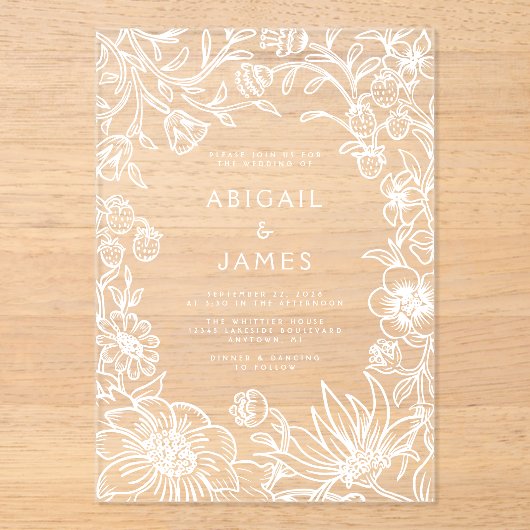  Botanische Lijst bruiloft Acryl Uitnodigingen (Voorkant)