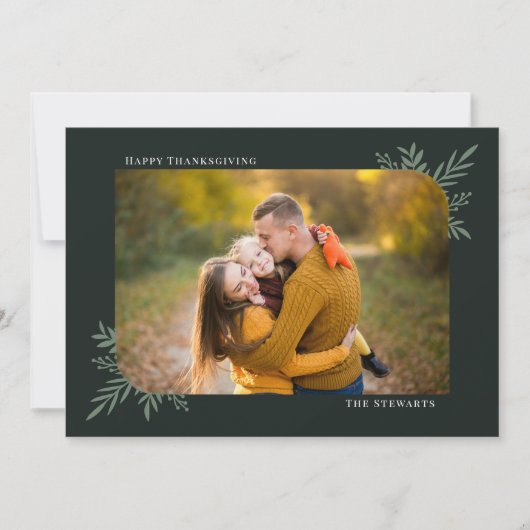 Botanische Lijst Editable Color Thanksgiving Card Feestdagenkaart (Voorkant)