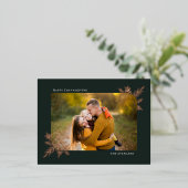 Botanische Lijst Folie Foto Thanksgiving Briefkaar Folie Feestdagen Briefkaart (Staand Voorkant)