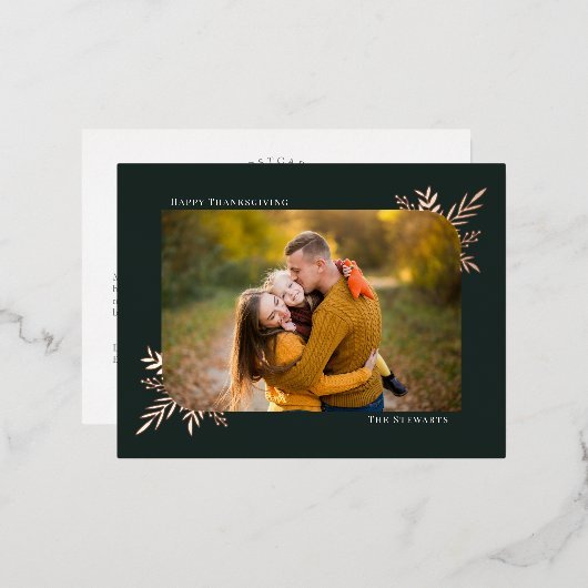 Botanische Lijst Folie Foto Thanksgiving Briefkaar Folie Feestdagen Briefkaart (Voorkant / Achterkant)