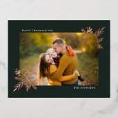 Botanische Lijst Folie Foto Thanksgiving Briefkaar Folie Feestdagen Briefkaart (Voorkant)