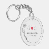 Botanische lijst trouwgunst sleutelhanger (Voorkant Links)