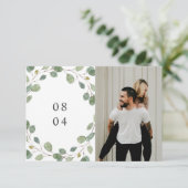 Botanische Lijst Waterverf laat foto achter Save The Date (Staand voorkant)