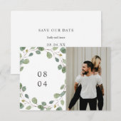 Botanische Lijst Waterverf laat foto achter Save The Date (Voorkant / Achterkant)