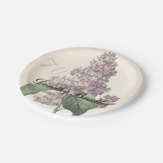  Botanische Lila 70ste Verjaardagsfeest PP Papieren Bordje (Gekanteld)