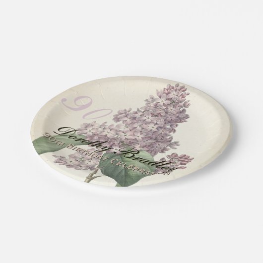  botanische Lila 90e verjaardag PP Papieren Bordje (Gekanteld)