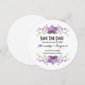 Botanische Lila Bloemen Waterverf Save The Date (Voorkant / Achterkant)