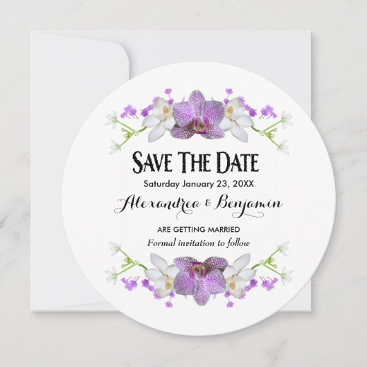 Botanische Lila Bloemen Waterverf Save The Date (Voorkant)