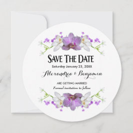 Botanische Lila Bloemen Waterverf Save The Date