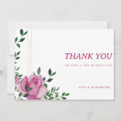 Botanische lila groen gouden roos bloemendank kaart (Voorkant)