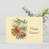  botanische lilies Floral Happy Easter Feestdagenkaart (Staand voorkant)