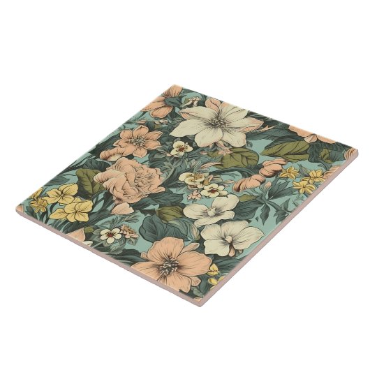 Botanische Lily Floral Pattern Tegeltje (Zijkant)