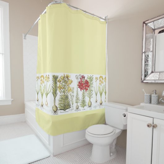  botanische Lily Narcissus Flowers Floral Douchegordijn (In situ)