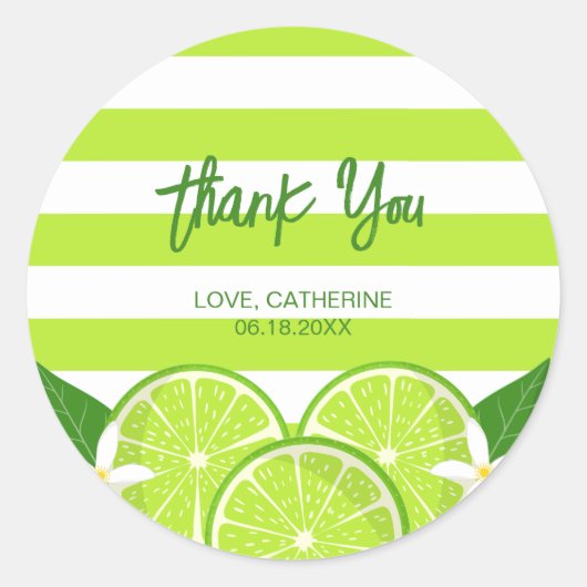 Botanische Limoen Citrus Zomer Dank u Ronde Sticker (Voorkant)