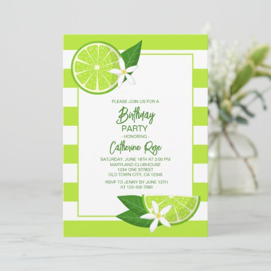Botanische Limoen Citrus Zomer Verjaardagsfeest Kaart (Staand voorkant)