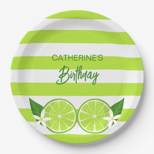 Botanische Limoen Citrus Zomerverjaardag Papieren Bordje (Voorkant)