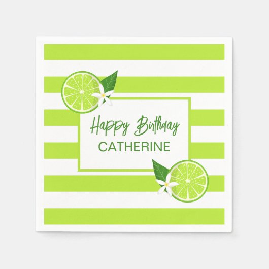 Botanische Limoen Citrus Zomerverjaardag Servet (Voorkant)