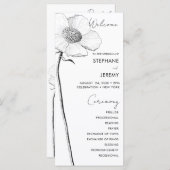  Botanische Line Art Wedding Programme Menu (Voorkant / Achterkant)