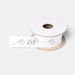 Botanische lint, zwart en wit satijnen lint