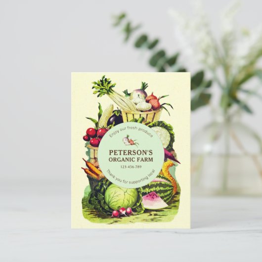 Botanische  lokale groenteboer briefkaart (Staand voorkant)
