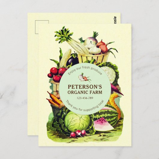 Botanische  lokale groenteboer briefkaart (Voorkant / Achterkant)