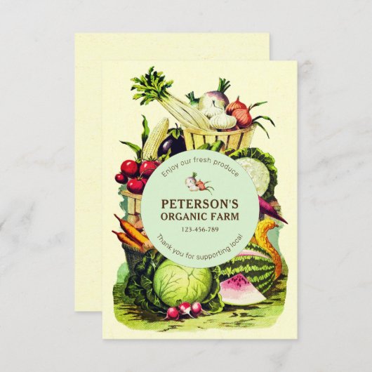 Botanische lokale groenteboer informatiekaartje (Voorkant / Achterkant)