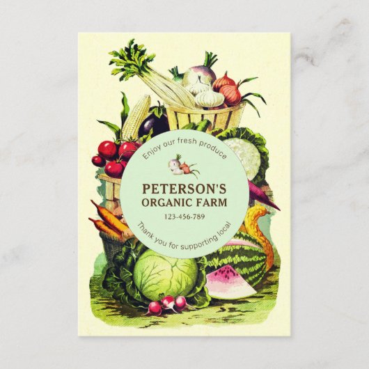Botanische lokale groenteboer informatiekaartje (Voorkant)