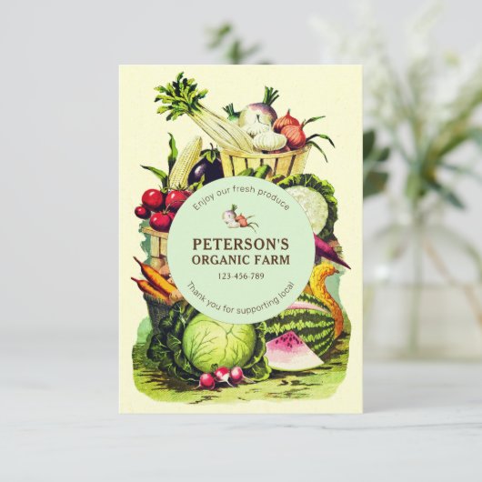 Botanische lokale groenteboer informatiekaartje (Staand voorkant)