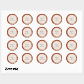 Botanische loof terracotta bruiloft gepersonalisee ronde sticker (Vel)