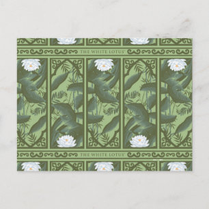 Botanische Lotus Panel Patroon - De Witte Lotus Briefkaart