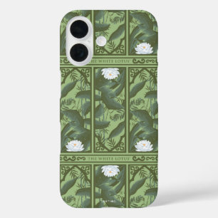 Botanische Lotus Panel Patroon - De Witte Lotus iPhone 16 Hoesje