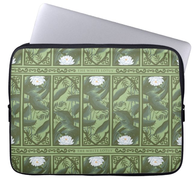 Botanische Lotus Panel Patroon - De Witte Lotus Laptop Sleeve (Voorkant)