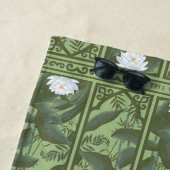 Botanische Lotus Panel Patroon - De Witte Lotus Strandlaken (In situ)