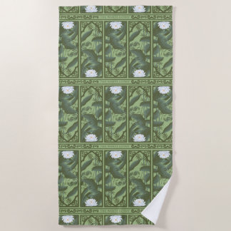 Botanische Lotus Panel Patroon - De Witte Lotus Strandlaken