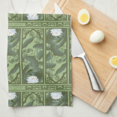 Botanische Lotus Panel Patroon - De Witte Lotus Theedoek (Quarter Fold)