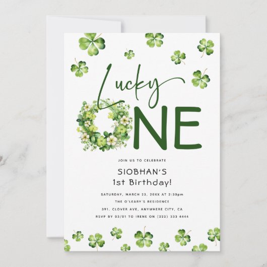Botanische Lucky One St Patrick's Day 1e verjaarda Kaart (Voorkant)