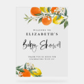 Botanische luiers en Sinaasappels zomerBaby shower Acryl Bord (Voorkant)
