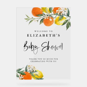 Botanische luiers en Sinaasappels zomerBaby shower Acryl Bord