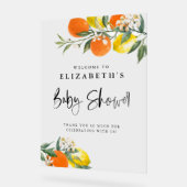 Botanische luiers en Sinaasappels zomerBaby shower Acryl Bord (Hoek)