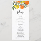 Botanische luiers en Sinaasappels zomerbruiloft Menu (Voorkant)